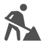 gray construction worker shoveling gravel icon